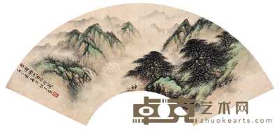 黎雄才 壬戌(1982年)作 衡山风景 扇面 19×55cm